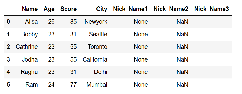 Assign or Add an empty or null column to the dataframe in pandas 2