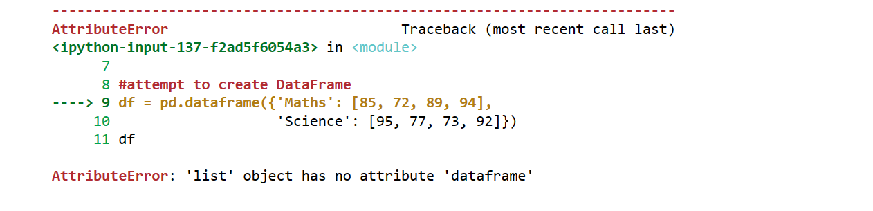 Fix for AttributeError module pandas has no attribute dataframe 3